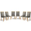 Ver imagem 1 de Kit com 6 Cadeiras Aurora Madeira Maciça Estofadas para Mesa de Jantar Veludo Chumbo 109