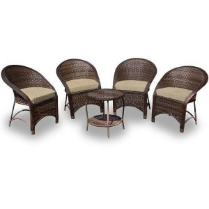 Conjunto Miami - 4 poltronas + Mesa Redonda - Duna Deserto