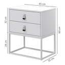 Ver imagem 4 de Kit 2 Mesas de Cabeceira Unic 45cm Puxador Couro com Base Metálica:branco/dourado