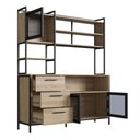 Ver imagem 3 de Armario de Cozinha 3 Gavetas P1066 150 Cm Oak Preto Pp Milani Store