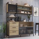 Ver imagem 1 de Armario de Cozinha 3 Gavetas P1066 150 Cm Oak Preto Pp Milani Store