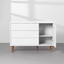 Ver mais imagens de Kit Quarto Theo com Pés Retrô Mel - Berço + Cômoda 3 Gavetas e 1 Porta + Guarda-roupa 3 Portas + Pol