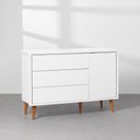 Ver imagem 5 de Kit Quarto Theo com Pés Retrô Mel - Berço + Cômoda 3 Gavetas e 1 Porta + Guarda-roupa 3 Portas + Pol