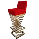 Ver imagem 4 de Kit 06 Banquetas Luma Base de Ferro Sued Vermelho - D'classe Decor