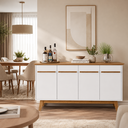 Ver imagem 6 de Aparador Buffet Bar Branco 160cm Madeira Sala Jantar 4 Portas Opala Hall Entrada
