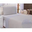 Ver imagem 1 de Lençol Solteiro 100% Algodão 180 Fios com Elástico Chevron Cinza 3 Pçs