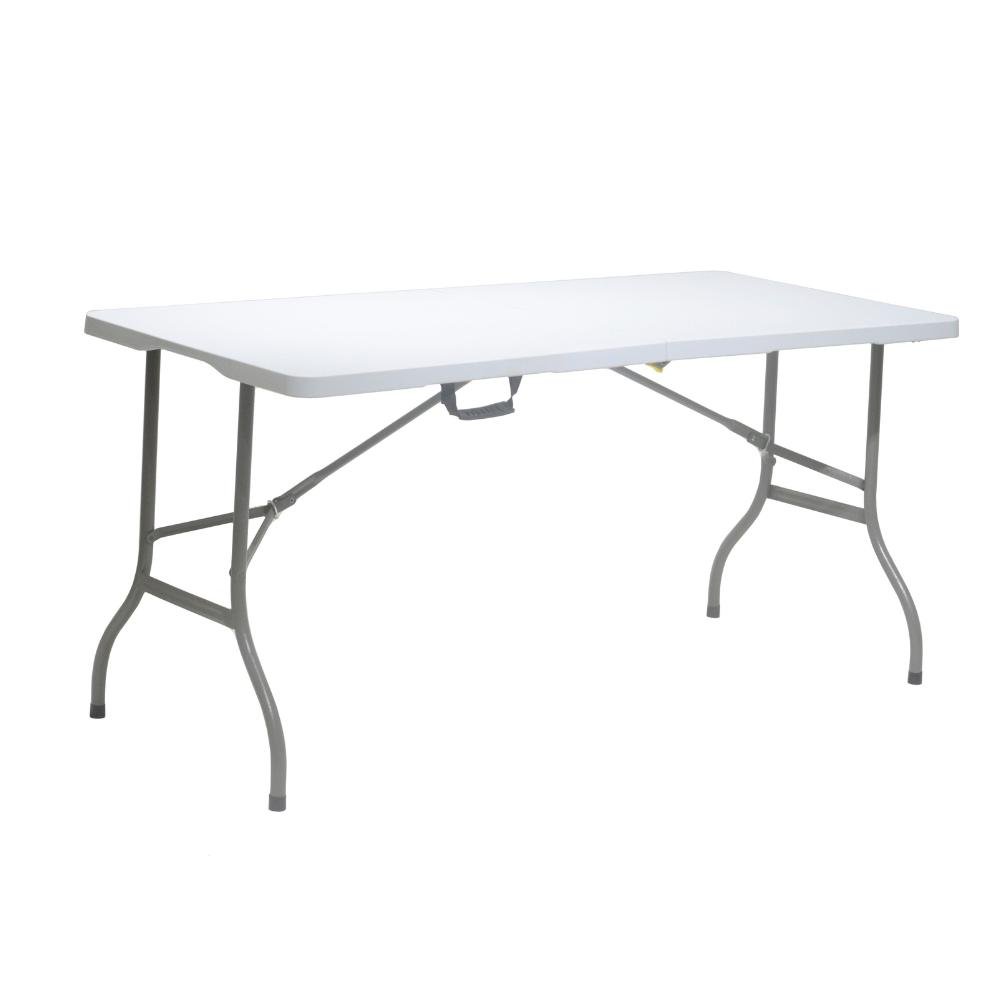 Mesa Dobrável Portátil De Plástico Que Vira Maleta Para Camping 152X60cm Branco - 2