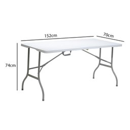Mesa Dobrável Portátil De Plástico Que Vira Maleta Para Camping 152X60cm Branco - 3