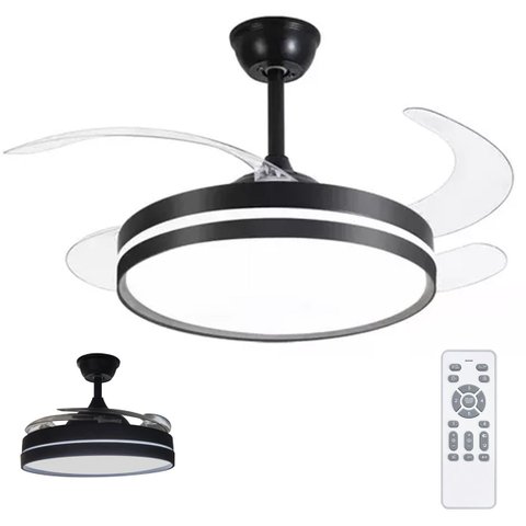 Ventilador de Teto Grande Lampada Led 3 em 1 Pa Retratil Controle Remoto Lustre Casa Quarto Recepçao