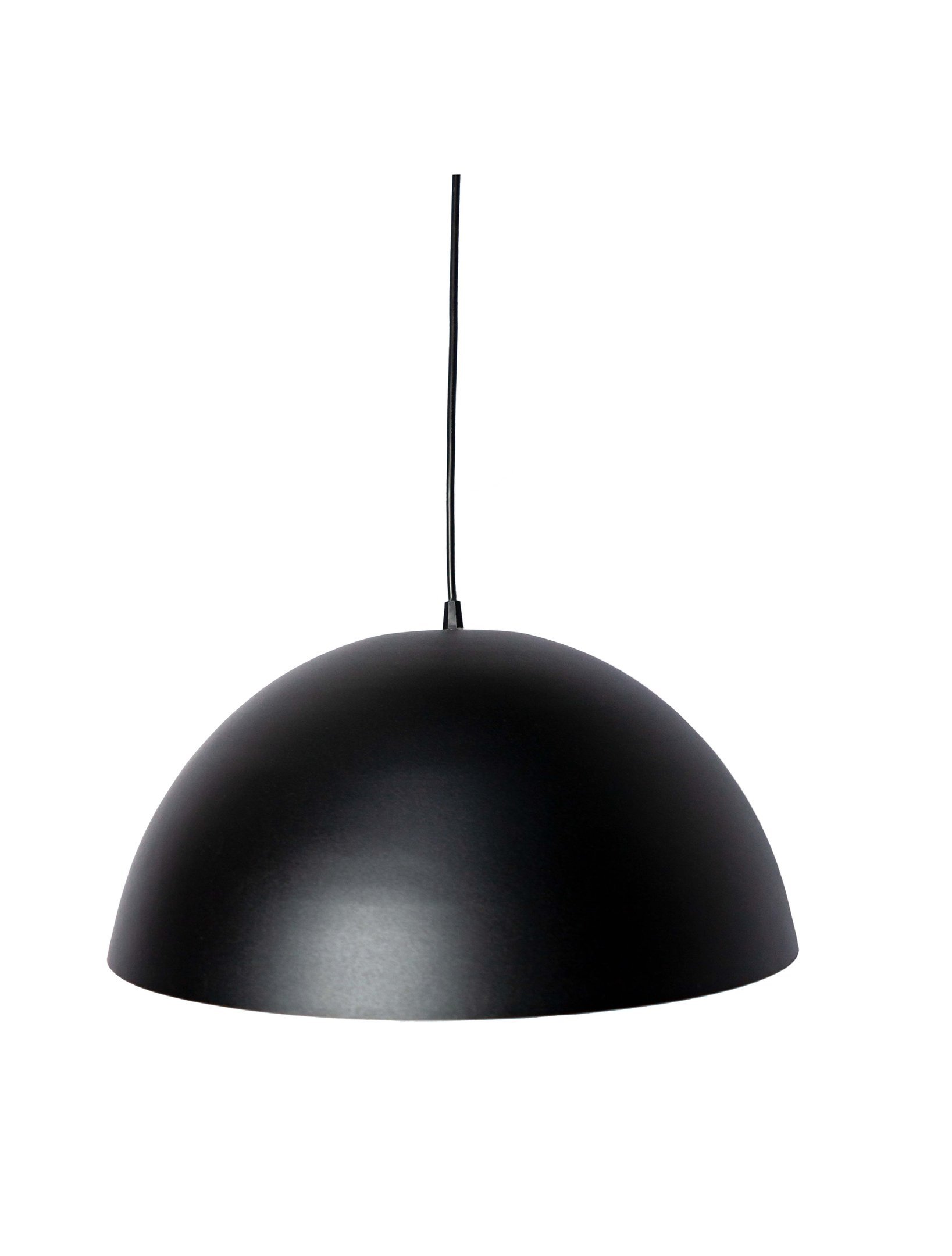 Pendente Alumínio Meia Esfera 60cm Preto c/ Dourado Duplo na Canopla Retangular de 97cm Branca - 2