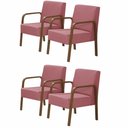 Ver imagem 1 de Kit 4 Poltronas 1 Lugar Jade Braço Madeira D Salla Rosa