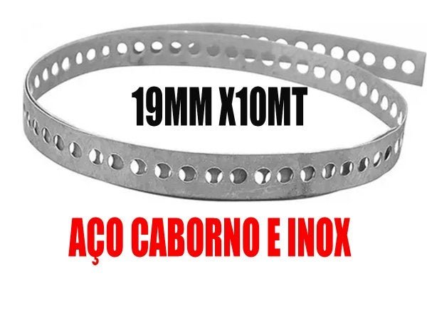 Kit 5X Fita Perfurada Aço Inox 19mm Rolo 10 Metros - 5