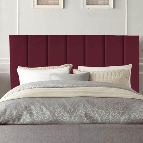 Cabeceira Estofada Cama Solteiro 90 Cm Luna Suede e Frame Cor:bordô