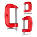 Ver imagem 1 de Jogo de Grampos Tipo C 3 Peças 1 2 3 Polegadas Fixação Profissional Worker