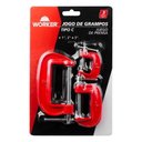 Ver imagem 3 de Jogo de Grampos Tipo C 3 Peças 1 2 3 Polegadas Fixação Profissional Worker