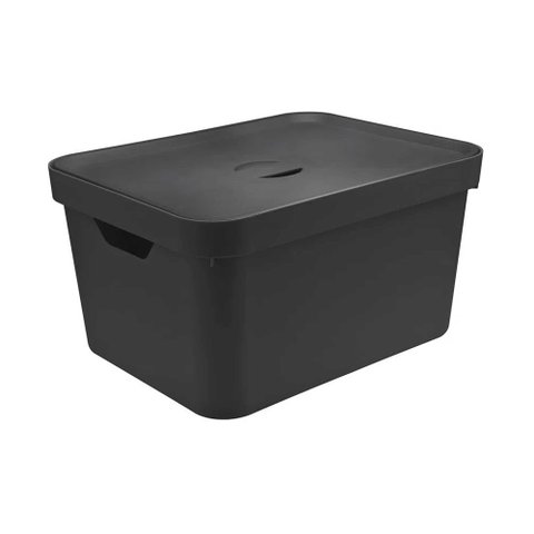 Caixa Organizadora Cube 32 Litros com Tampa 46 X 36 X 24,5cm Preto - ou
