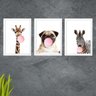 Kit com 3 Quadros Decorativos Animais Buble - 1