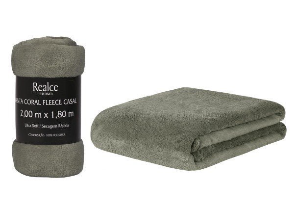 Cobertor Coberta Manta Soft Casal Microfibra Anti Alérgica:Chumbo