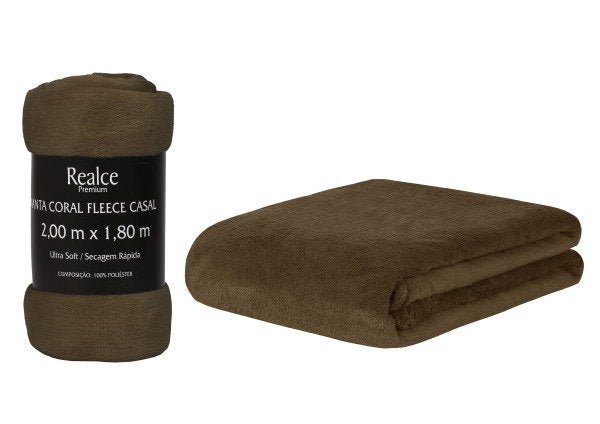 Cobertor Coberta Manta Soft Casal Microfibra Anti Alérgica:Marrom