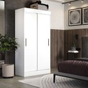 Ver imagem 1 de Guarda-roupa Solteiro Compacto 2 Portas de Correr Branco Brilho Ideal para Quarto Pequeno e Otimizar