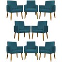 Ver imagem 1 de Kit 8 Poltronas Decorativas para Sala Mari Suede Cores Pé Palito Castanho