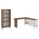 Ver imagem 6 de Kit 2 Peças com Escrivaninha em L 3 Gavetas e Armário Multiuso com Vidro Rustic/Branco Madesa