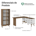 Ver imagem 4 de Kit 2 Peças com Escrivaninha em L 3 Gavetas e Armário Multiuso com Vidro Rustic/Branco Madesa