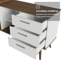 Ver imagem 7 de Kit 2 Peças com Escrivaninha em L 3 Gavetas e Armário Multiuso com Vidro Rustic/Branco Madesa