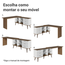 Ver imagem 5 de Kit 2 Peças com Escrivaninha em L 3 Gavetas e Armário Multiuso com Vidro Rustic/Branco Madesa