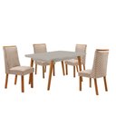 Ver imagem 2 de Mesa de Jantar Copper 120cm Tampo MDF Vidro Canto Copo com 4 Cadeiras Yasmin