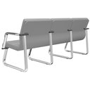 Ver imagem 5 de Cadeira Longarina 3 Lugares Recepção com Braço Pés Cromado Lev P03 Vinil Cinza - Lyam Decor