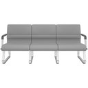 Ver imagem 1 de Cadeira Longarina 3 Lugares Recepção com Braço Pés Cromado Lev P03 Vinil Cinza - Lyam Decor