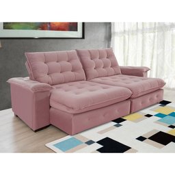 Sofá Coliseu 2.60m Retrátil e Reclinável Super Pillow - Rosê - 3