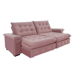 Sofá Coliseu 2.60m Retrátil e Reclinável Super Pillow - Rosê - 4