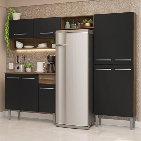 Armário de Cozinha Completa 229cm Rustic/preto Emilly Madesa 017