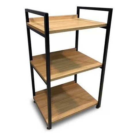 Estante de Madeira e Ferro Estilo Industrial com Pé Nivelador para Escritórios Sala Quarto