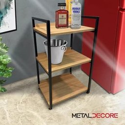 Estante de Madeira e Ferro Estilo Industrial com Pé Nivelador para Escritórios Sala Quarto - 3