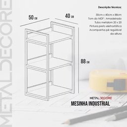 Estante de Madeira e Ferro Estilo Industrial com Pé Nivelador para Escritórios Sala Quarto - 4