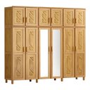 Ver imagem 2 de Quarto de Casal Grécia: Guarda-Roupa 12 Portas c/ Espelho Cama Cômoda 6 Gavetas Madeira Pinus Mel -
