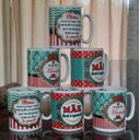 Ver imagem 1 de Jogo 6 Canecas 300ml Frases Mãe - Kit Porcelana - Decoração Caneca Completa Verde e Vermelho