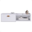 Ver imagem 4 de Rack Suspenso Home Tv 32" Bancada Flutuante Canadá 90cm Porta Nicho Eletrônico Sala Quarto Pequeno