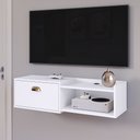Ver imagem 1 de Rack Suspenso Home Tv 32" Bancada Flutuante Canadá 90cm Porta Nicho Eletrônico Sala Quarto Pequeno