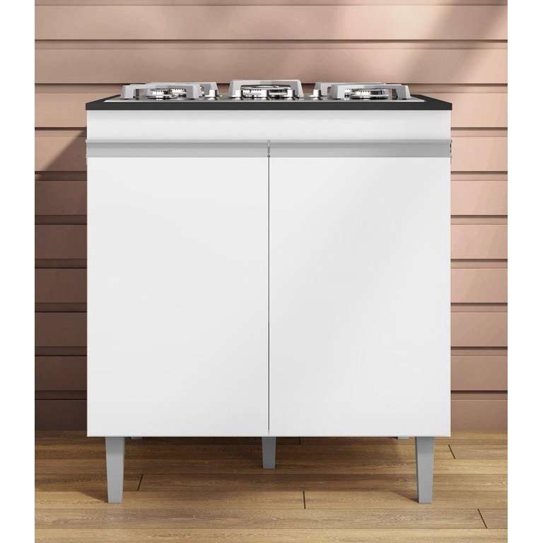 Balcão para Cooktop Andréia 2 Portas Branco Ajl Balcão para Cooktop Andréia 2 Portas Branco Ajl