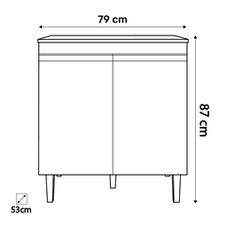 Balcão para Cooktop Andréia 2 Portas Branco Ajl - 4