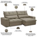 Ver imagem 3 de Sofá Retrátil Reclinável para Sala 3 Lugares 230cm Asaph F04 Veludo Amêndoa - Lyam Decor