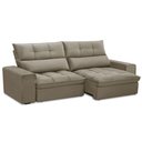 Ver imagem 1 de Sofá Retrátil Reclinável para Sala 3 Lugares 230cm Asaph F04 Veludo Amêndoa - Lyam Decor