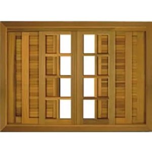 Janela de Madeira Itaúba Veneziana 100x160 de Correr com Guarnição