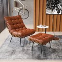 Ver imagem 2 de Poltrona Costela com Puff Corano Nozes Base Metal