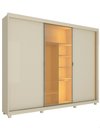 Ver imagem 1 de Guarda Roupa 3 Portas 1 Reflecta Correr com Pés e Led Matt Cor:off White