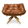 Poltrona com Puff Giratório Costela Corano Nozes Base Madeira Ma25 - 7